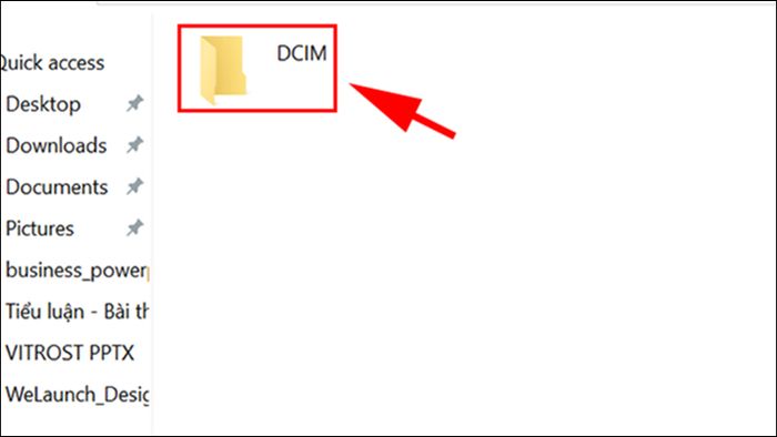 Mở thư mục DCIM và sao chép ảnh