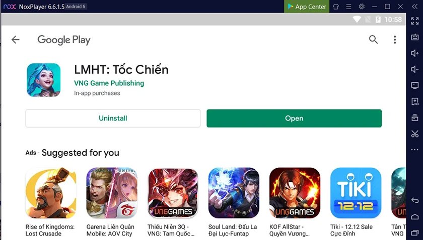 Mở game Liên Minh Tốc Chiến sau khi cài đặt trên NoxPlayer