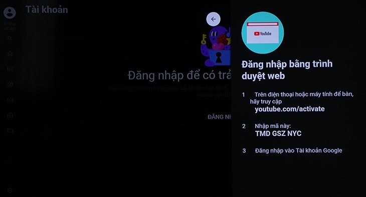 Mã kích hoạt YouTube TV trên màn hình tivi