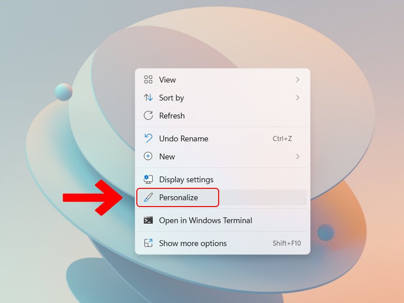 Menu tùy chỉnh Personalize trên Windows 11