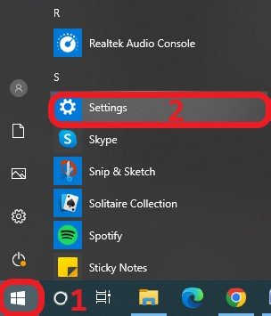 Chọn cài đặt (Settings) trong menu Start để đổi ngôn ngữ máy tính