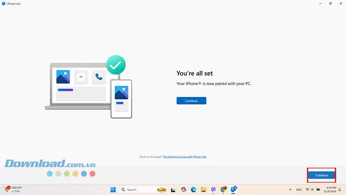Xác nhận hoàn tất kết nối Phone Link