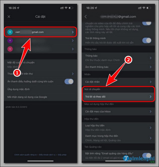 Cài đặt tính năng nhắc nhở trong ứng dụng Gmail trên thiết bị di động