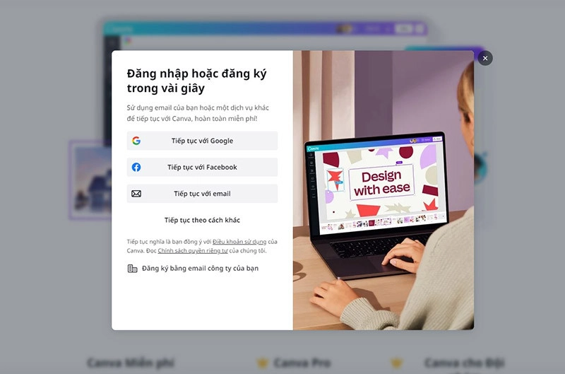 Đăng nhập tài khoản Canva