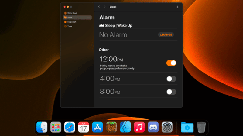 Thêm báo thức mới trong ứng dụng Clock của macOS Ventura
