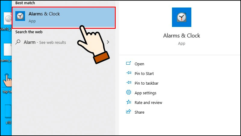 Chọn Alarms & Clock để cài đặt báo thức trên máy tính