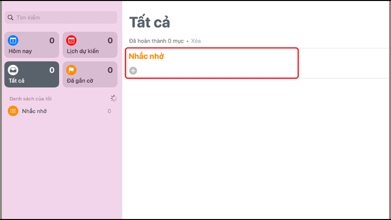 Thêm lời nhắc mới trong ứng dụng Reminders trên Macbook