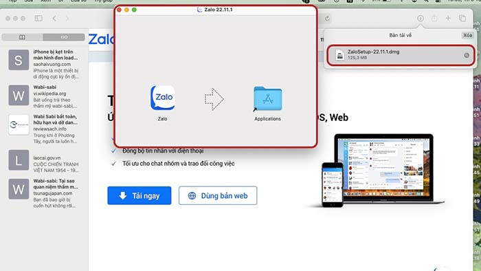 Mở file cài đặt Zalo sau khi tải về để cài đặt lại