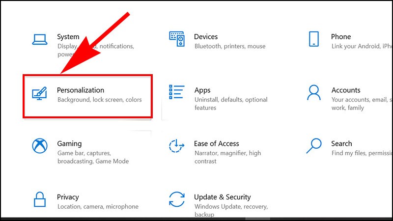 Mở cài đặt cá nhân hóa để khóa màn hình máy tính Windows 10