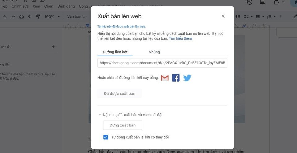 Sao chép đường liên kết và dán sang tab mới