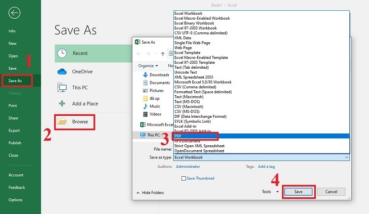 Lưu file Excel dưới định dạng PDF