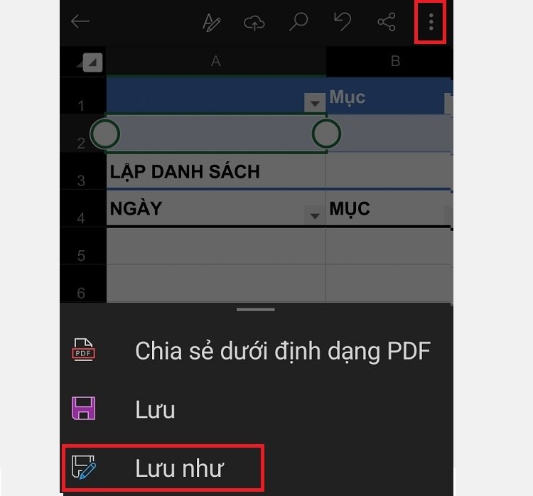 Chọn Lưu như