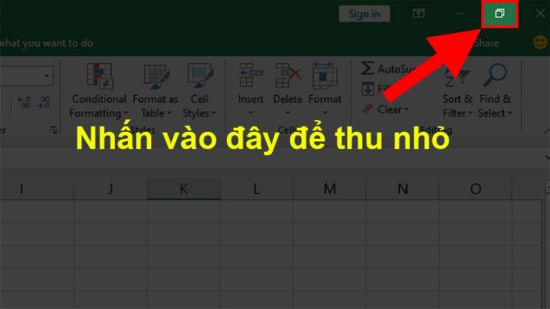 Mở file Excel trên Desktop: thu nhỏ cửa sổ