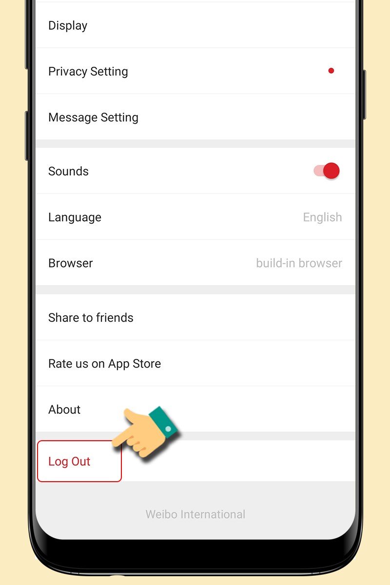 Xác nhận đăng xuất tài khoản Weibo khỏi điện thoại