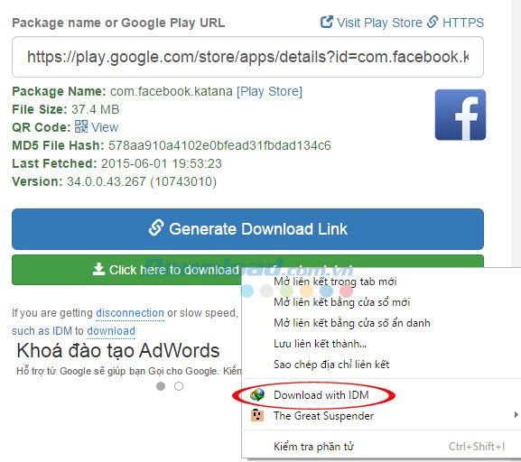 Cách tải file APK bằng Internet Download Manager (IDM)