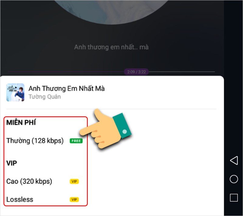 Lựa chọn chất lượng nhạc khi tải từ Zing MP3