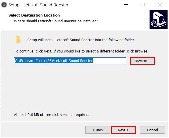 Chọn thư mục cài đặt Sound Booster để tăng âm lượng máy tính