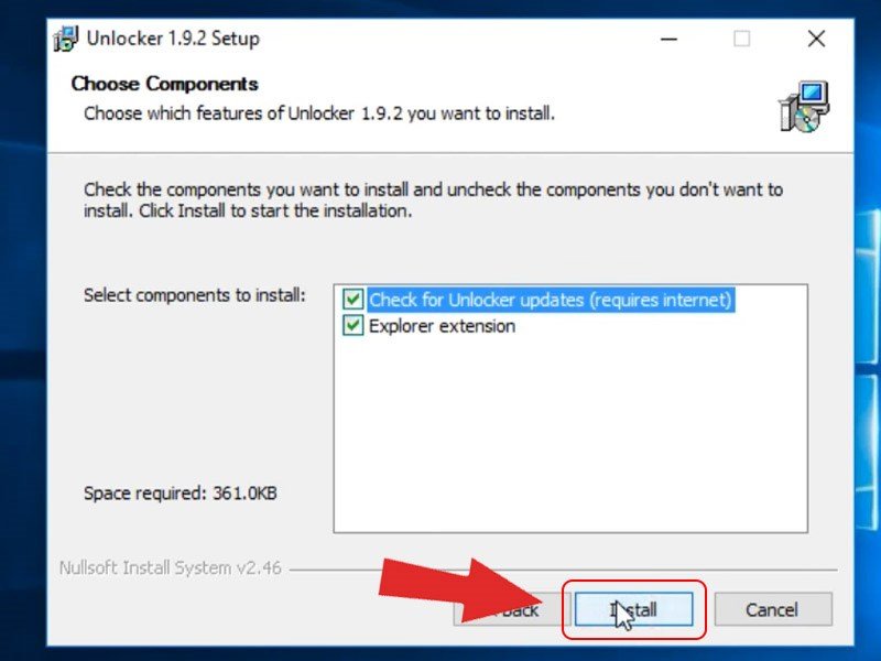 Tiến hành cài đặt ứng dụng Unlocker vào máy tính