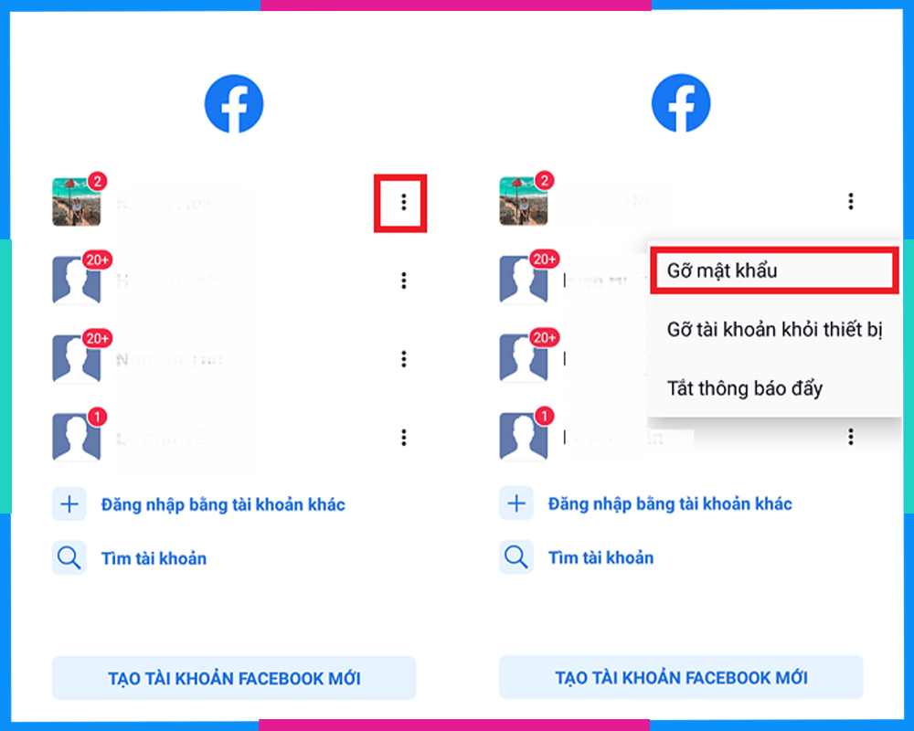 Bỏ lưu mật khẩu Facebook trên Android bước 2