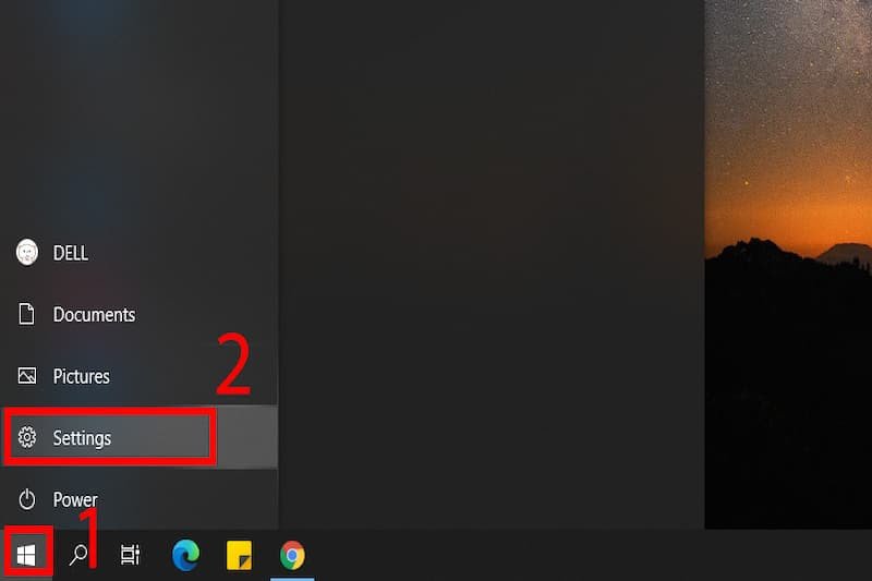 Cài đặt Cortana: Mở Start Menu để truy cập Settings