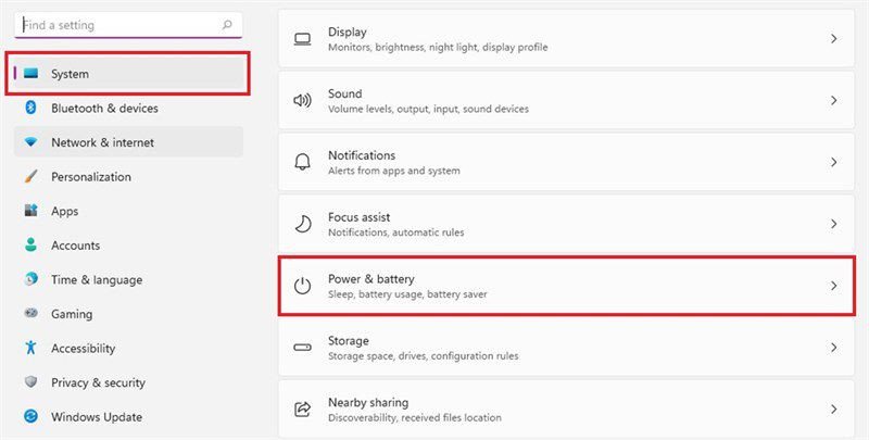 Cài đặt Power & Battery trong Windows 11