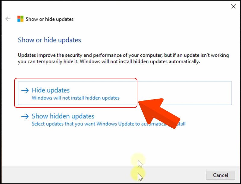Chá»n Hide updates