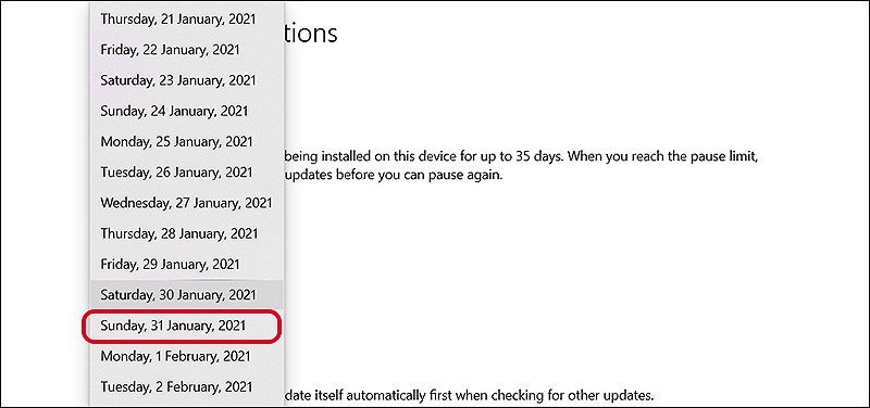 Chá»n ngày muá»‘n cáº­p nháº­t Windows