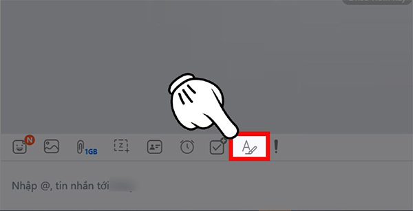Biểu tượng chữ A và cây bút trong Zalo chat trên máy tính