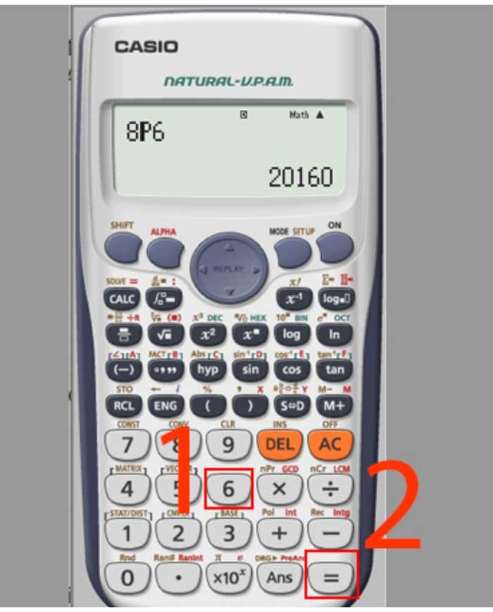 Kết quả phép tính chỉnh hợp khi bấm máy tính