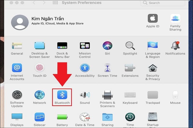 Chọn Bluetooth trong System Preferences trên Macbook