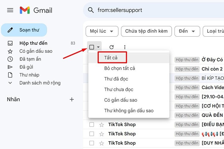 Chọn các email đã lọc từ một người gửi cụ thể trên máy tính