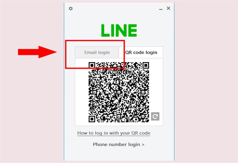 Chọn Email Login để đăng nhập Line trên máy tính