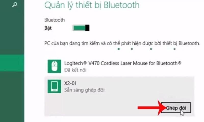 Chọn Ghép Đôi thiết bị loa Bluetooth trên Windows 8