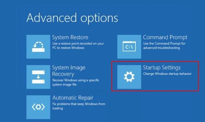 Chọn Startup Settings trong Advanced Options