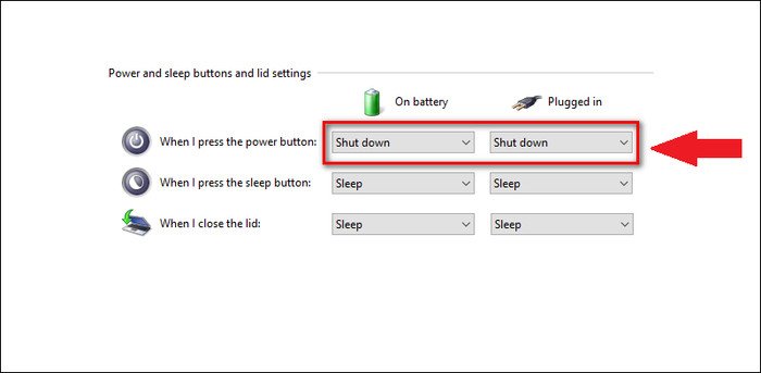 Chọn Thay đổi cài đặt hiện tại không khả dụng