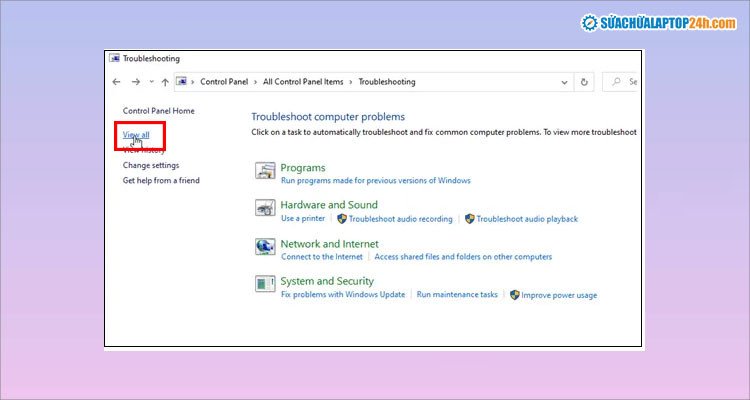 Chọn View all trong Troubleshooting để khắc phục lỗi không mở được ảnh