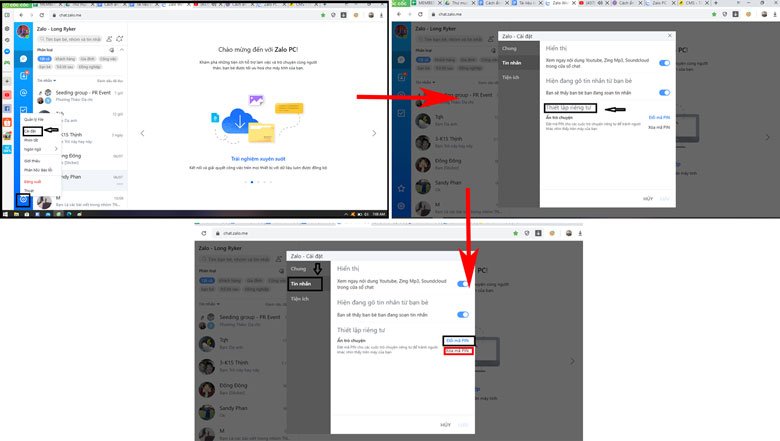 Thay đổi hoặc xóa mã PIN ẩn trò chuyện trên Zalo máy tính