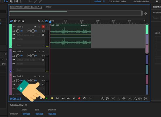 Để nghe lại đoạn âm thanh vừa ghi âm bạn chọn Play.