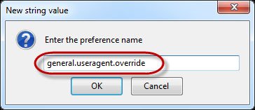 Nhập tên preference general.useragent.override