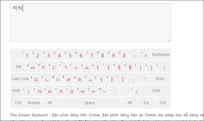 Bàn phím ảo online tiếng Hàn