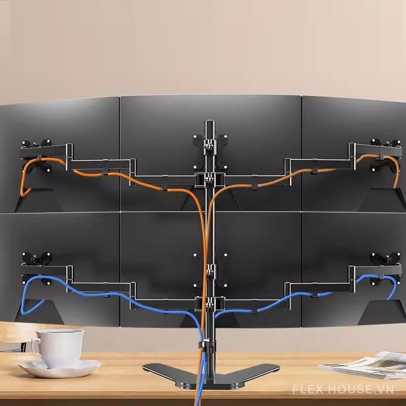 Giá treo 6 màn hình máy tính để bàn BM5004 nhìn từ phía sau