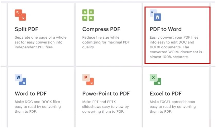 Chuyển đổi file PDF sang Word, Excel online với I Love PDF