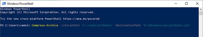 Nén file bằng PowerShell