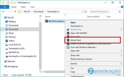 Giải nén tệp cài đặt SPSS trên máy tính
