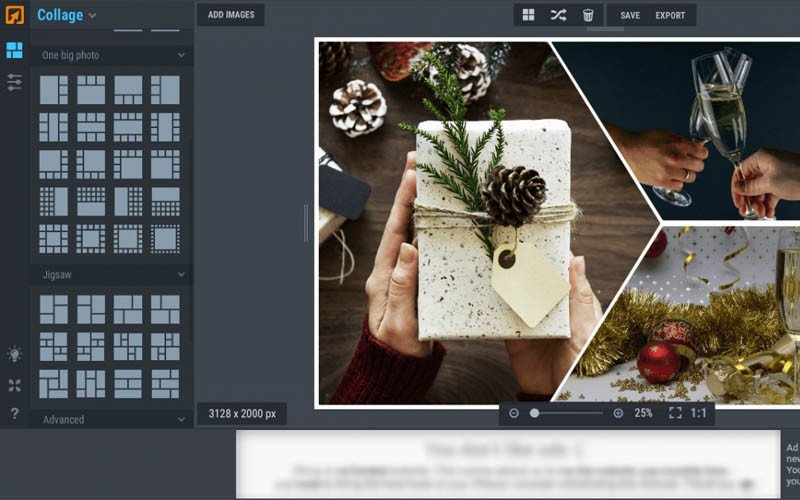 Giao diện công cụ cắt ghép ảnh online iPiccy