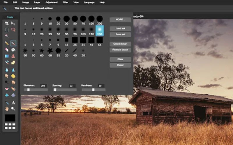 Giao diện công cụ cắt ghép ảnh online PIXLR