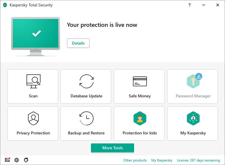 Giao diện Kaspersky Internet Security - Phần mềm bảo mật dữ liệu máy tính