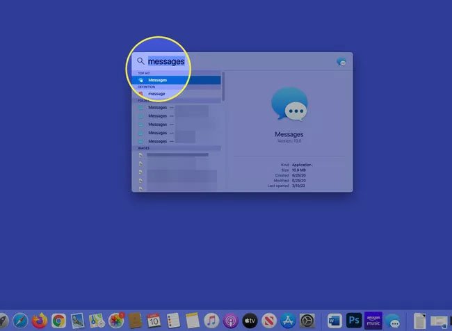 Giao diện khởi chạy ứng dụng Messages trên máy Mac để gửi tin nhắn SMS từ máy tính