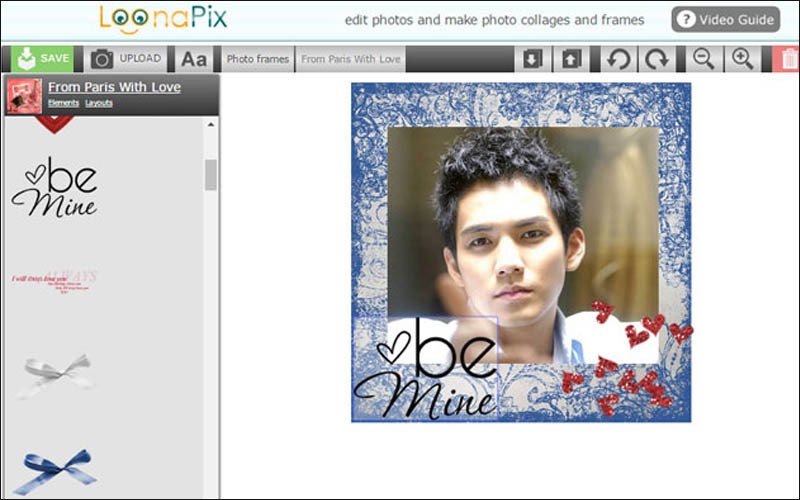 Giao diện phần mềm cắt ghép ảnh online Loonapix