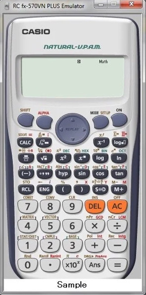 Giao diện phần mềm giả lập máy tính cầm tay Casio FX 570VN Plus trên máy tính, hiển thị các nút chức năng và màn hình tính toán.